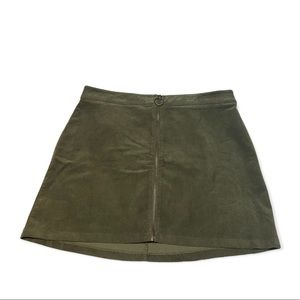 Forever 21 Olive Zipper Front Corduroy Mini Skirt